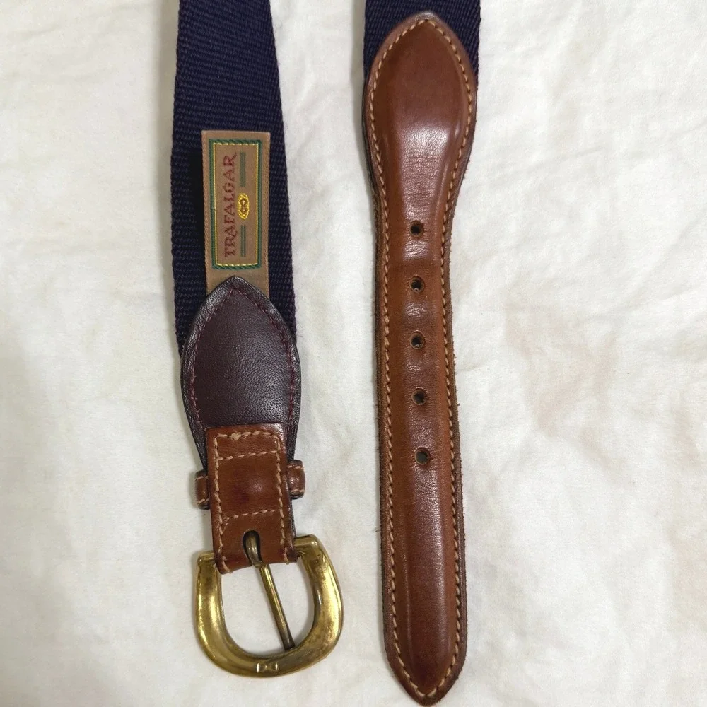 Trafalgar Womens Canvas Leather Belt Brass Buckle Dark‎ Purple Size 34